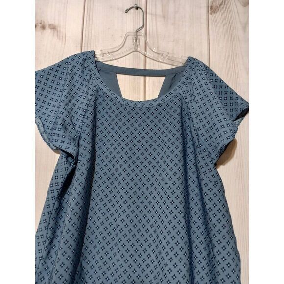 Ladies Large Blue Diamond Pattern Casual Dress Short Sleeve Mini‎ Dress - Picture 3 of 7